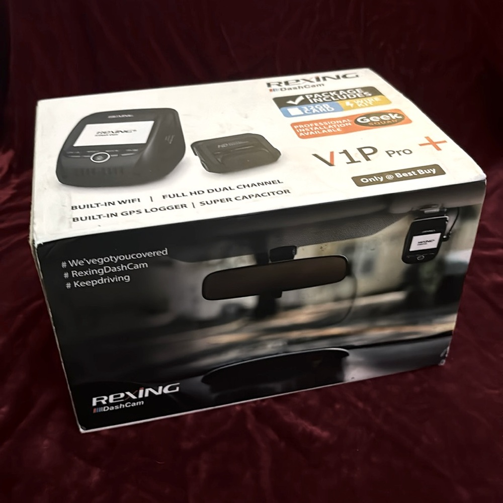 Rexing Dashcam V1P Pro + (Best Buy) w/SD card & Wire Kit; Brand New in Box
